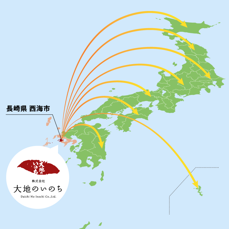 大地のいのちは九州・長崎を中心に全国の農家さんとお取引を行っております。